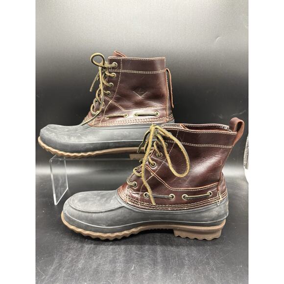 Sperry Leather Duck Boots Brown Black Waterproof Winter Mens Size 10 STS13458 main image 3
